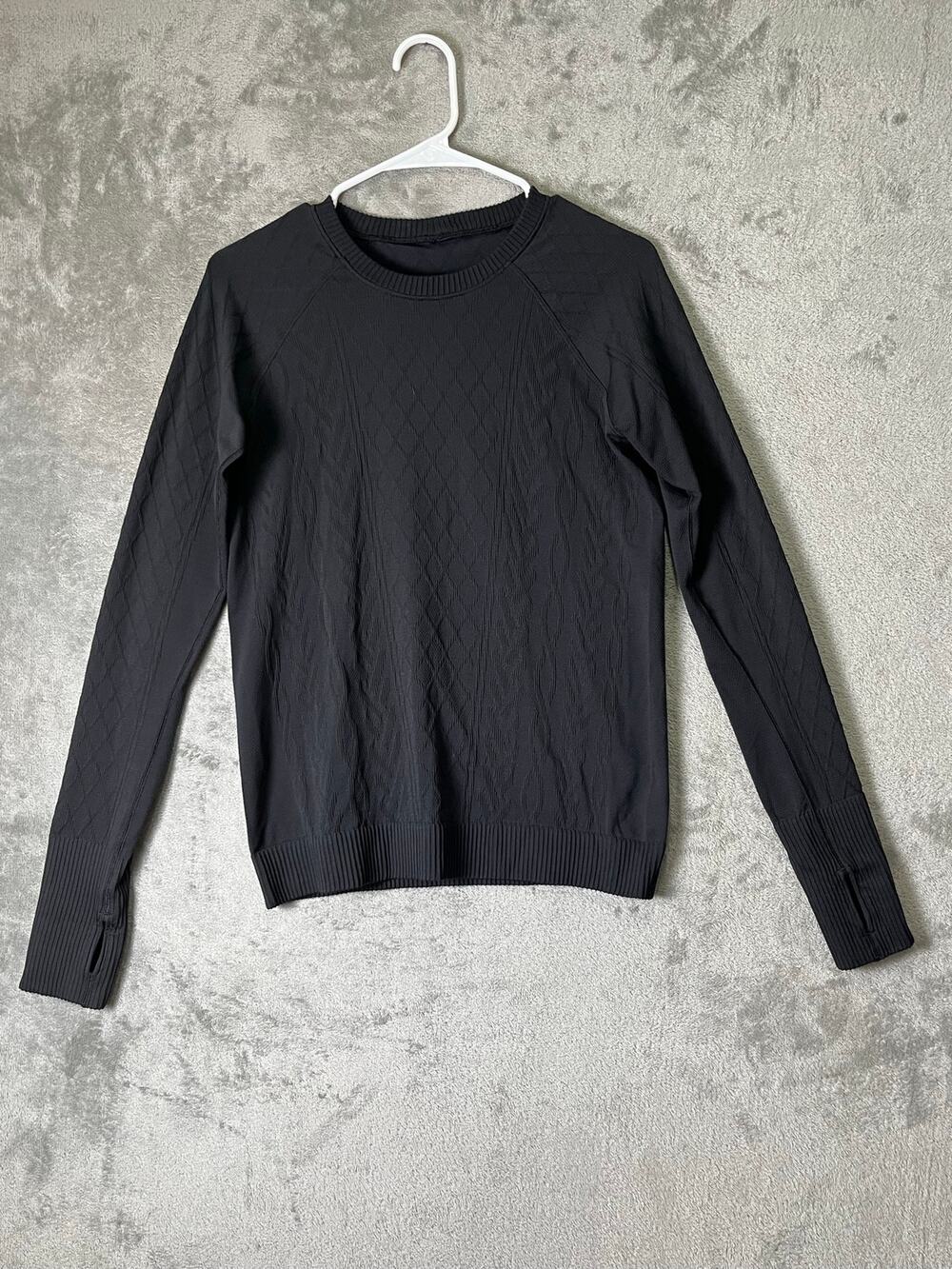 Lululemon Rest Less Pullover Black Textured Long Sleeve Running Workout Top 6